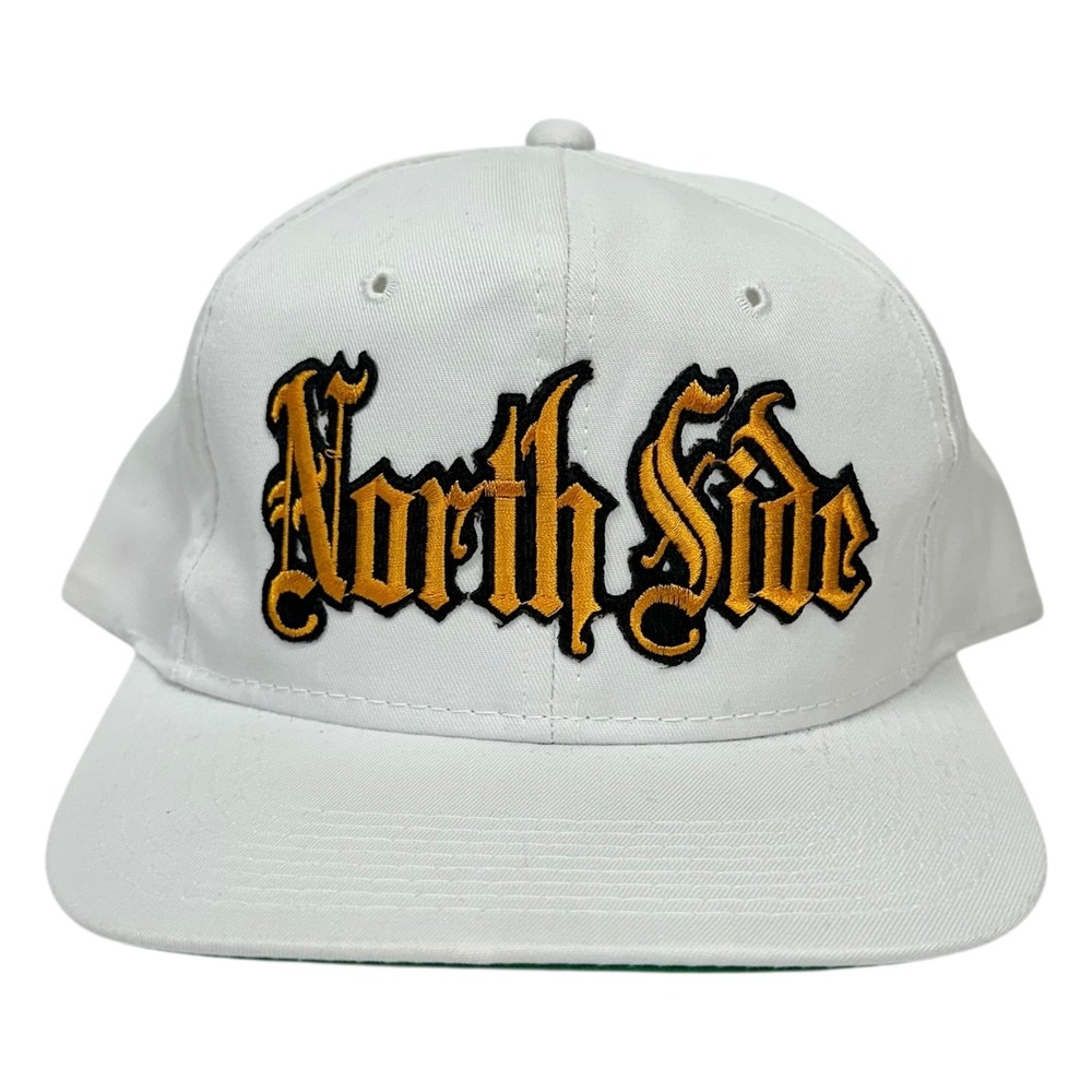 VTG 90s Young An North Side Hat Cap Snap Back Mens One Size White‎ English